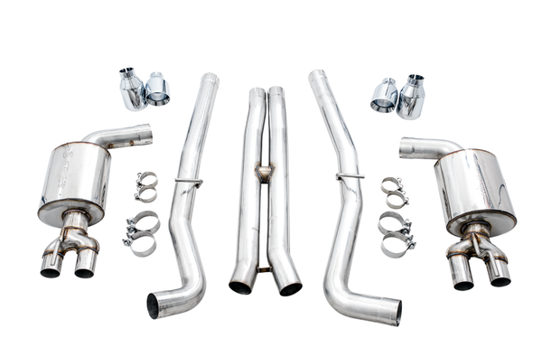 AWE Tuning 2015+ Dodge Challenger 6.4L/6.2L Non-Resonated Touring Edition Exhaust - Use Stock Tips - Bull Strap
