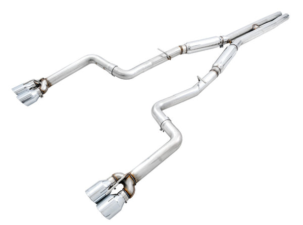 AWE Tuning 2015+ Dodge Challenger 6.4L/6.2L SC Track Edition Exhaust - Quad Chrome Silver Tips - Bull Strap