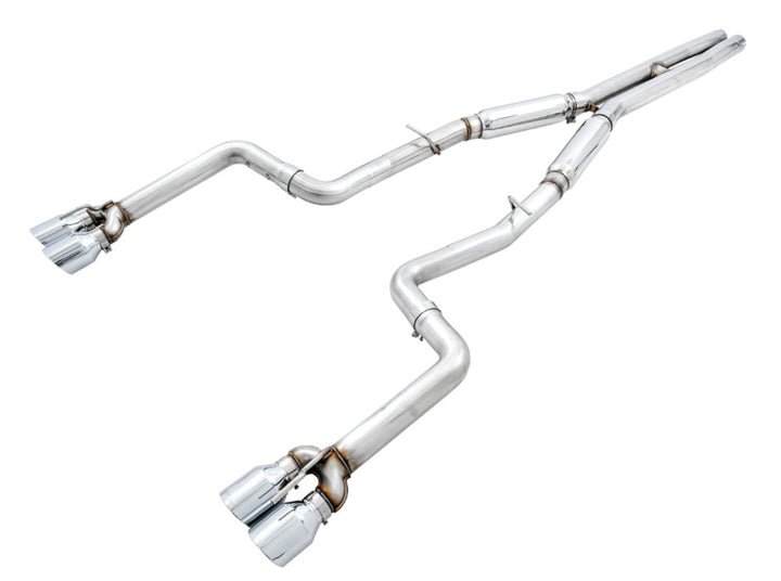 AWE Tuning 2015+ Dodge Challenger 6.4L/6.2L SC Track Edition Exhaust - Quad Chrome Silver Tips - Bull Strap