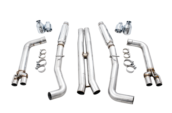 AWE Tuning 2015+ Dodge Challenger 6.4L/6.2L SC Track Edition Exhaust - Quad Chrome Silver Tips - Bull Strap
