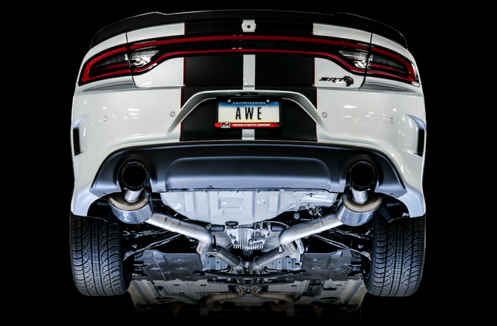 AWE Tuning 2015+ Dodge Charger 6.4L/6.2L Non-Resonated Touring Edition Exhaust - Diamond Blk Tips - Bull Strap