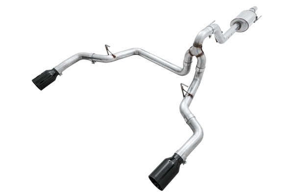 AWE Tuning 2015+ Ford F-150 0FG Dual Exit Performance Exhaust System w/5in Diamond Black Tips - Bull Strap