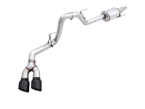 AWE Tuning 2015+ Ford F-150 0FG Single Exit Performance Exhaust System w/4.5in Diamond Black Tips - Bull Strap