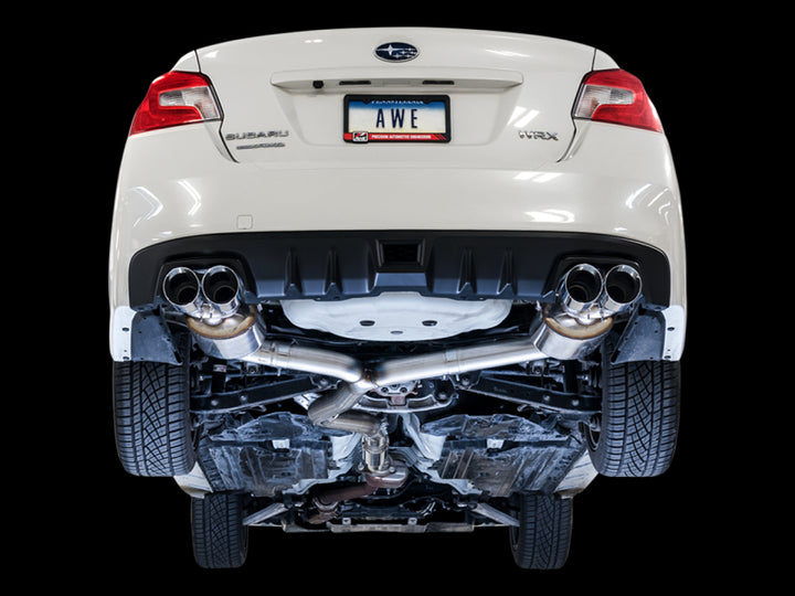 AWE Tuning 2015+ Subaru WRX VA Sedan Touring Edition Exhaust - Chrome Silver Tips (102mm) - Bull Strap