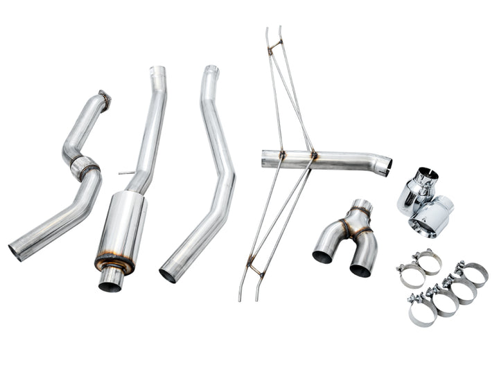 AWE Tuning 2016+ Honda Civic Si Track Edition Exhaust w/Front Pipe & Dual Chrome Silver Tips - Bull Strap