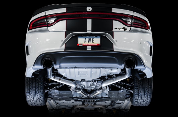 AWE Tuning 2017+ Dodge Charger 5.7L Track Edition Exhaust - Diamond Black Tips - Bull Strap