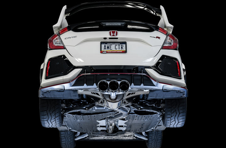 AWE Tuning 2017+ Honda Civic Type R Touring Edition Exhaust w/Front & Mid Pipe - Diamond Blk Tips - Bull Strap