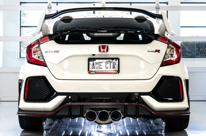 AWE Tuning 2017+ Honda Civic Type R Track Edition Exhaust w/Front Pipe & Triple Chrome Silver Tips - Bull Strap