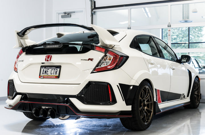 AWE Tuning 2017+ Honda Civic Type R Track Edition Exhaust w/Front Pipe & Triple Diamond Black Tips - Bull Strap