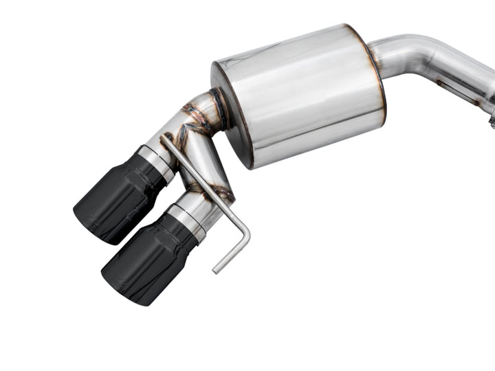 AWE Tuning 2018+ Ford Mustang GT (S550) Cat-back Exhaust - Touring Edition (Quad Diamond Black Tips) - Bull Strap