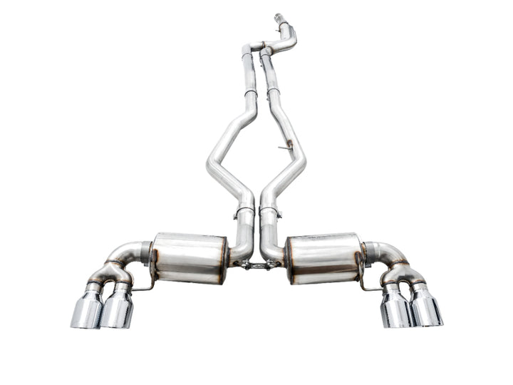 AWE Tuning 2019+ BMW M340i (G20) Non-Resonated Touring Edition Exhaust - Quad Chrome Silver Tips - Bull Strap