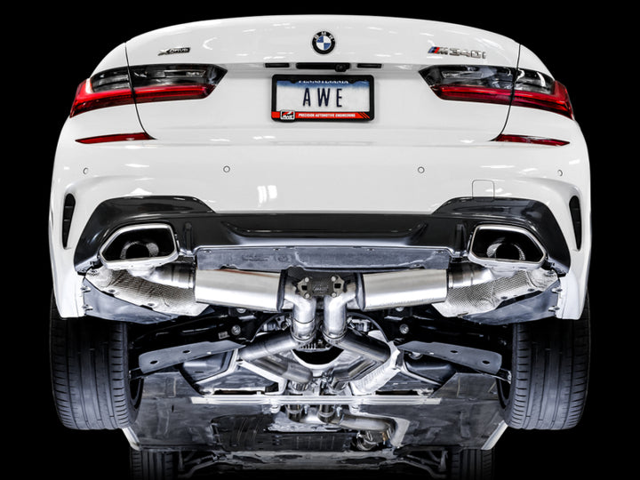 AWE Tuning 2019+ BMW M340i (G20) Non-Resonated Touring Edition Exhaust (Use OE Tips) - Bull Strap