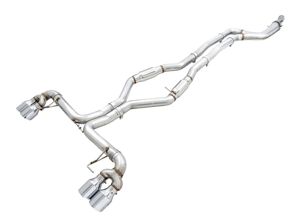 AWE Tuning 2019+ BMW M340i (G20) Track Edition Exhaust - Quad Chrome Silver Tips - Bull Strap