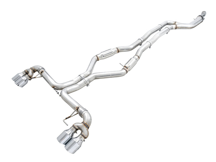AWE Tuning 2019+ BMW M340i (G20) Track Edition Exhaust - Quad Chrome Silver Tips - Bull Strap