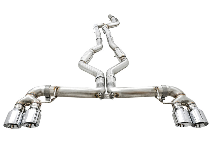 AWE Tuning 2019+ BMW M340i (G20) Track Edition Exhaust - Quad Chrome Silver Tips - Bull Strap