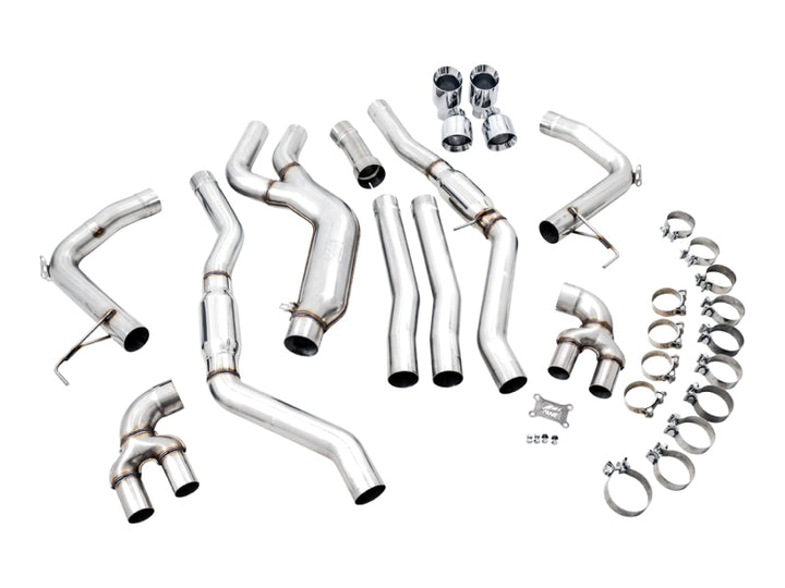 AWE Tuning 2019+ BMW M340i (G20) Track Edition Exhaust - Quad Chrome Silver Tips - Bull Strap