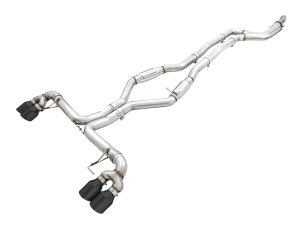 AWE Tuning 2019+ BMW M340i (G20) Track Edition Exhaust - Quad Diamond Black Tips - Bull Strap