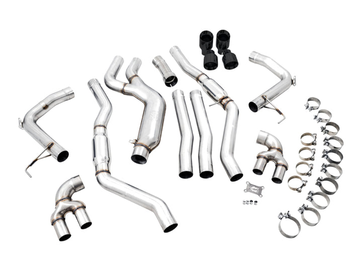 AWE Tuning 2019+ BMW M340i (G20) Track Edition Exhaust - Quad Diamond Black Tips - Bull Strap