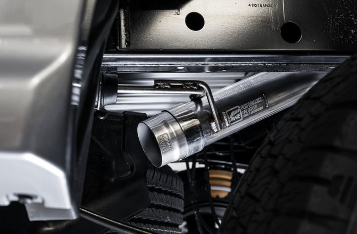AWE Tuning 2019+ Ford Ranger 0FG Performance Exhaust System w/Diamond Black Tips & Rock Guard - Bull Strap