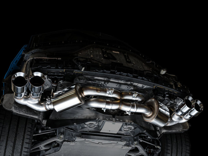 AWE Tuning 2020 Chevrolet Corvette (C8) Touring Edition Exhaust - Quad Chrome Silver Tips - Bull Strap