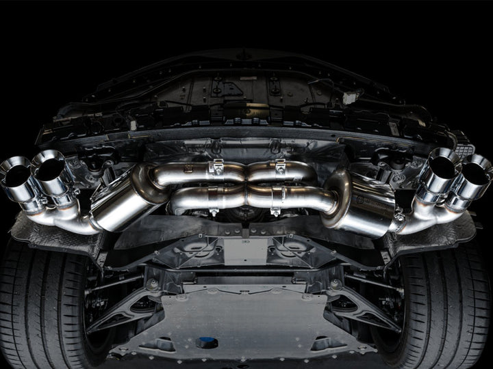 AWE Tuning 2020 Chevrolet Corvette (C8) Touring Edition Exhaust - Quad Chrome Silver Tips - Bull Strap