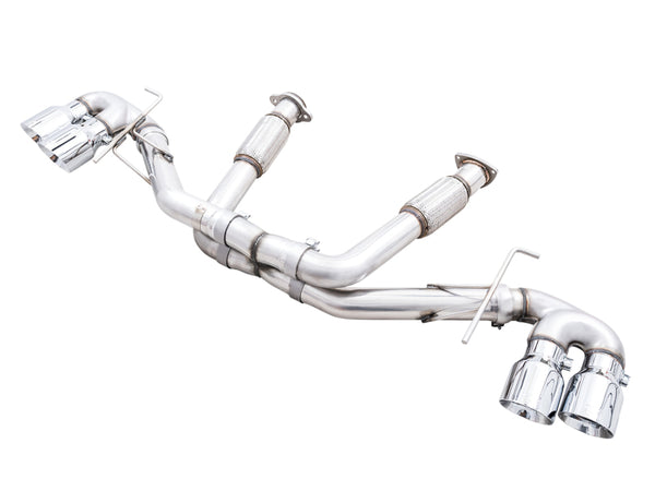 AWE Tuning 2020 Chevrolet Corvette (C8) Track Edition Exhaust - Quad Chrome Silver Tips - Bull Strap