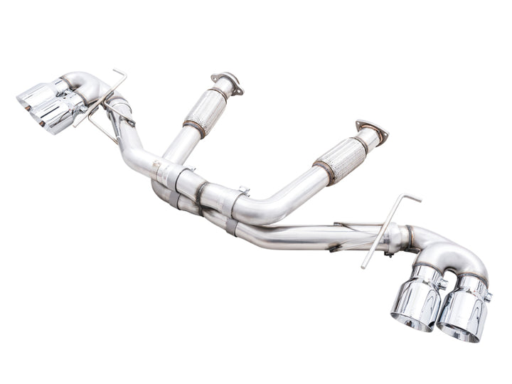 AWE Tuning 2020 Chevrolet Corvette (C8) Track Edition Exhaust - Quad Chrome Silver Tips - Bull Strap