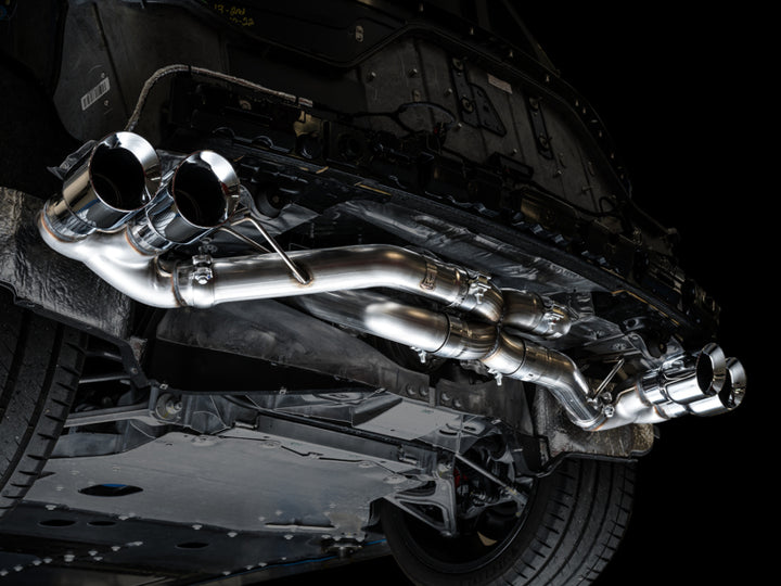 AWE Tuning 2020 Chevrolet Corvette (C8) Track Edition Exhaust - Quad Chrome Silver Tips - Bull Strap
