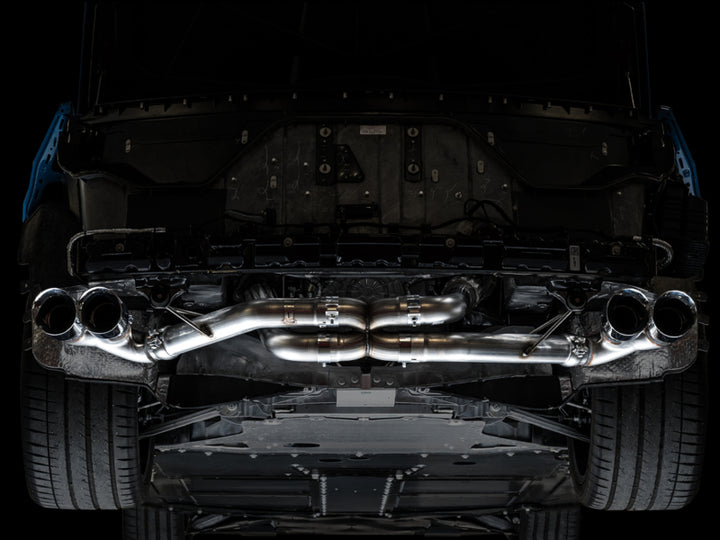 AWE Tuning 2020 Chevrolet Corvette (C8) Track Edition Exhaust - Quad Chrome Silver Tips - Bull Strap