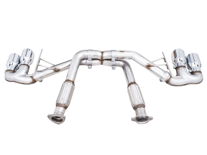 AWE Tuning 2020 Chevrolet Corvette (C8) Track Edition Exhaust - Quad Chrome Silver Tips - Bull Strap