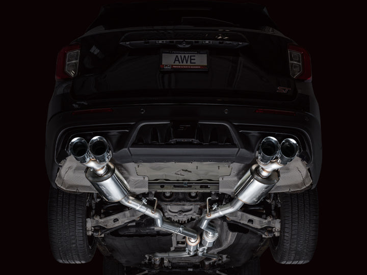 AWE Tuning 2020+ Ford Explorer ST Touring Edition Exhaust w/ Chrome Silver Tips - Bull Strap