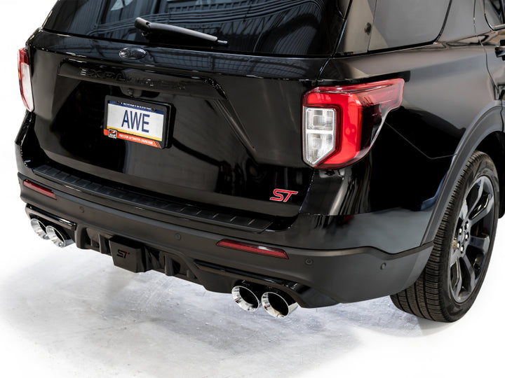 AWE Tuning 2020+ Ford Explorer ST Touring Edition Exhaust w/ Chrome Silver Tips - Bull Strap