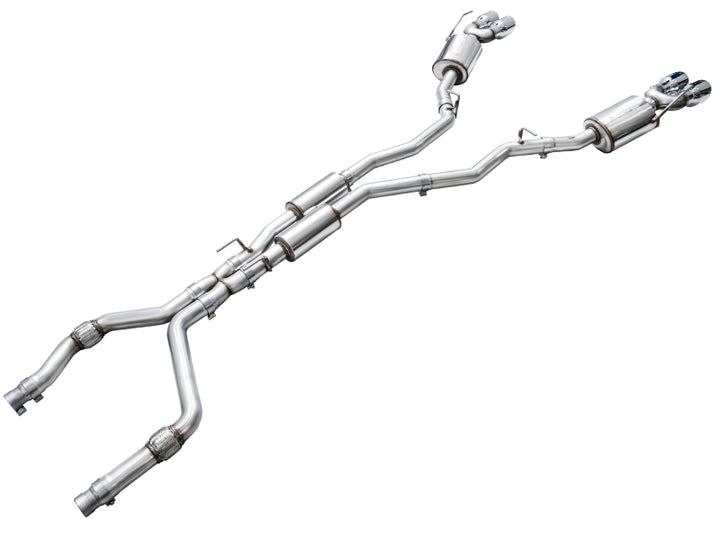 AWE Tuning 2020+ Ford Explorer ST Touring Edition Exhaust w/ Chrome Silver Tips - Bull Strap