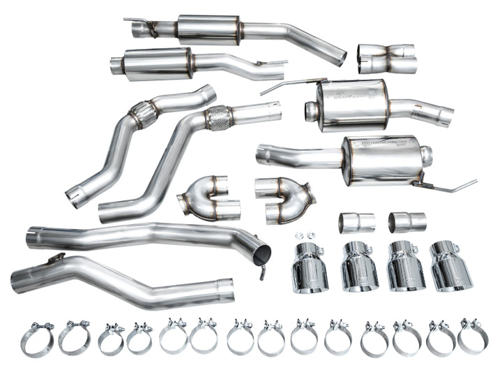AWE Tuning 2020+ Ford Explorer ST Touring Edition Exhaust w/ Chrome Silver Tips - Bull Strap