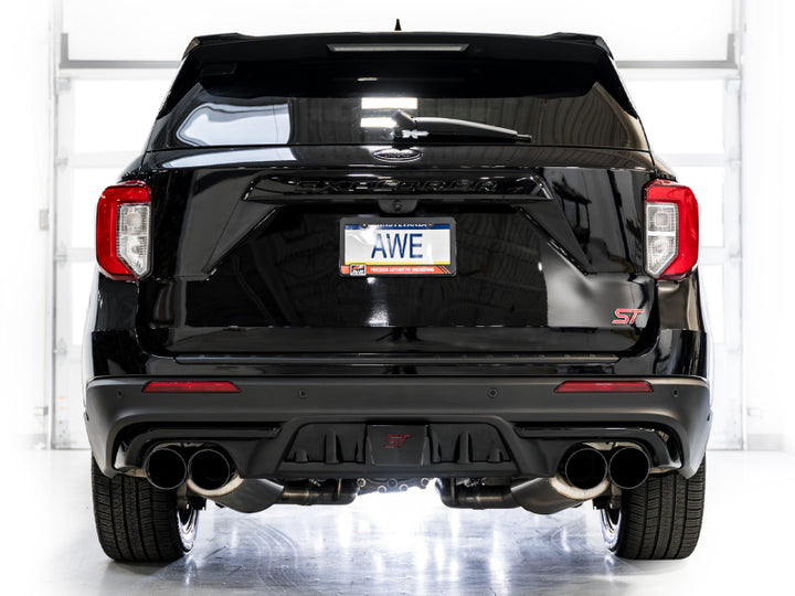 AWE Tuning 2020+ Ford Explorer ST Touring Edition Exhaust w/ Diamond Black Tips - Bull Strap