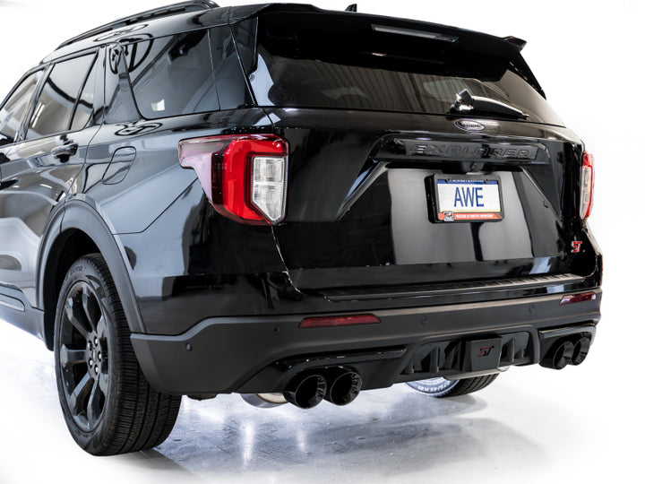 AWE Tuning 2020+ Ford Explorer ST Touring Edition Exhaust w/ Diamond Black Tips - Bull Strap