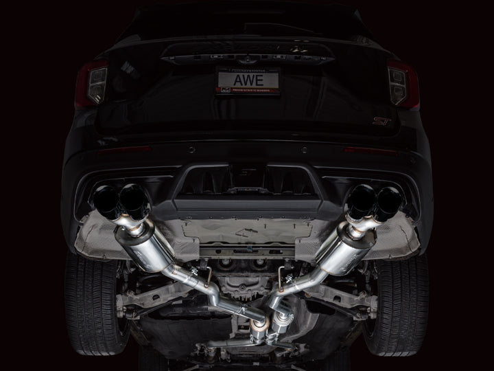 AWE Tuning 2020+ Ford Explorer ST Touring Edition Exhaust w/ Diamond Black Tips - Bull Strap