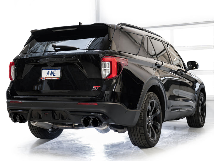 AWE Tuning 2020+ Ford Explorer ST Touring Edition Exhaust w/ Diamond Black Tips - Bull Strap
