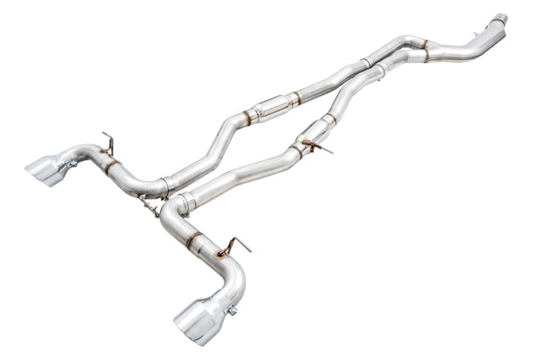 AWE Tuning 2020 Toyota Supra A90 Track Edition Exhaust - 5in Chrome Silver Tips - Bull Strap