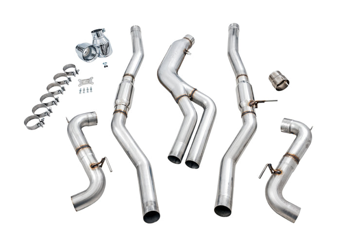 AWE Tuning 2020 Toyota Supra A90 Track Edition Exhaust - 5in Chrome Silver Tips - Bull Strap