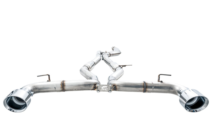 AWE Tuning 2020 Toyota Supra A90 Track Edition Exhaust - 5in Chrome Silver Tips - Bull Strap