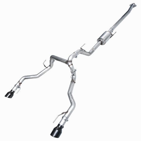 AWE Tuning 2021+ Ford F-150 Tremor (w/ Bumper Cutouts) 0FG Non-Resonated Catback -Diamond Black Tips - Bull Strap