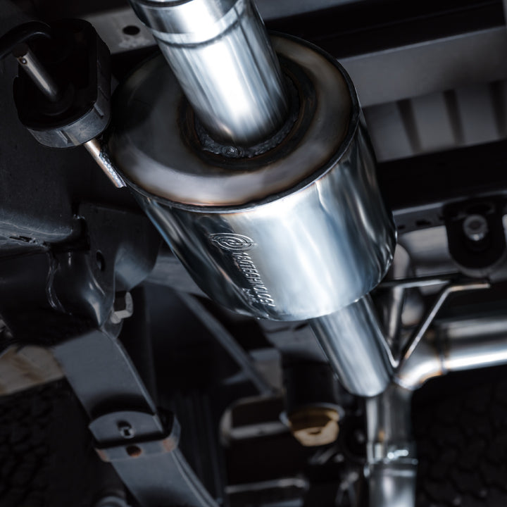 AWE Tuning 2021+ Ford F-150 Tremor (w/ Bumper Cutouts) 0FG Non-Resonated Catback -Diamond Black Tips - Bull Strap