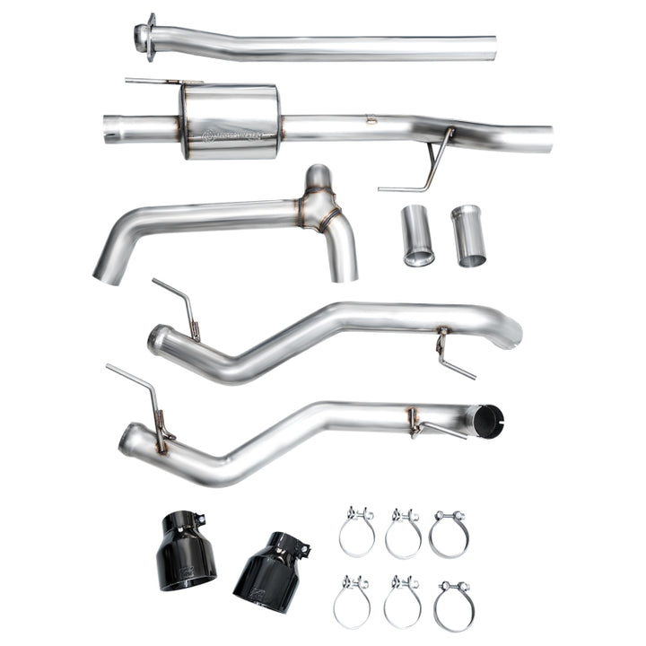 AWE Tuning 2021+ Ford F-150 Tremor (w/ Bumper Cutouts) 0FG Non-Resonated Catback -Diamond Black Tips - Bull Strap