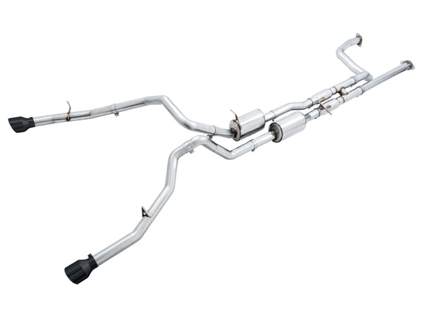 AWE Tuning 2021 RAM 1500 TRX 0FG Cat-Back Exhaust - Diamond Black Tips - Bull Strap