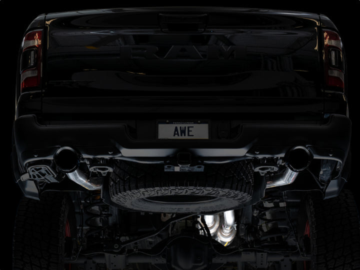 AWE Tuning 2021 RAM 1500 TRX 0FG Cat-Back Exhaust - Diamond Black Tips - Bull Strap