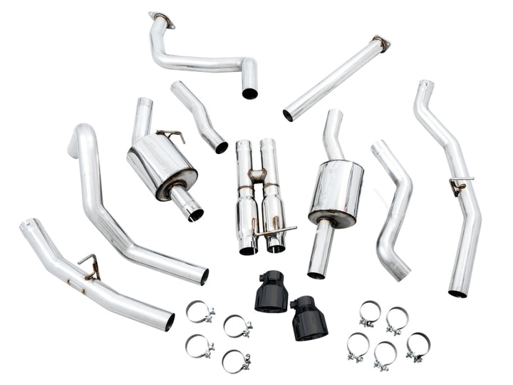 AWE Tuning 2021 RAM 1500 TRX 0FG Cat-Back Exhaust - Diamond Black Tips - Bull Strap