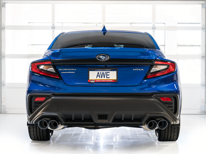 AWE Tuning 2022+ VB Subaru WRX Touring Edition Exhaust - Chrome Silver Tips - Bull Strap
