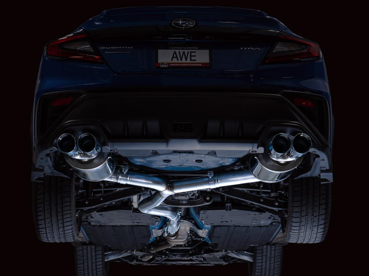 AWE Tuning 2022+ VB Subaru WRX Touring Edition Exhaust - Chrome Silver Tips - Bull Strap