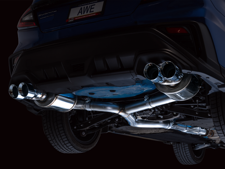 AWE Tuning 2022+ VB Subaru WRX Touring Edition Exhaust - Chrome Silver Tips - Bull Strap
